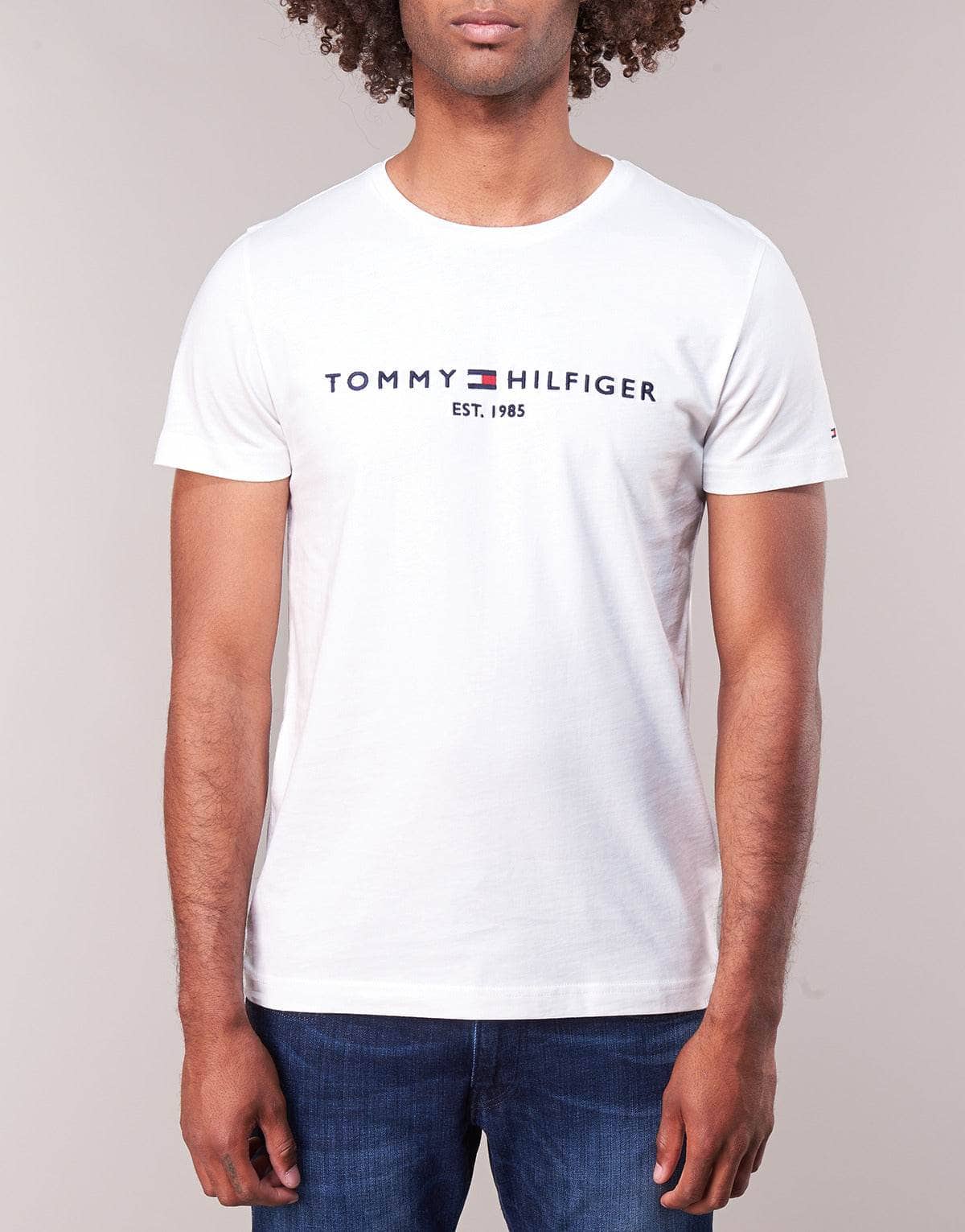 Polo Uomo Tommy Hilfiger TOMMY FLAG HILFIGER TEE Bianco