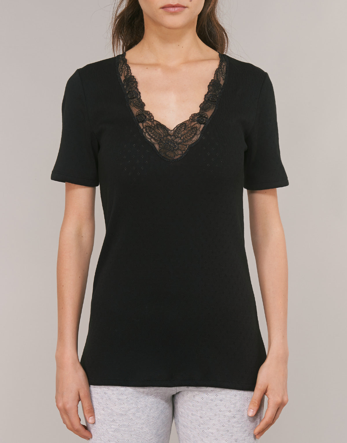 Maglietta intima Donna Damart FANCY KNIT GRADE 4 Nero