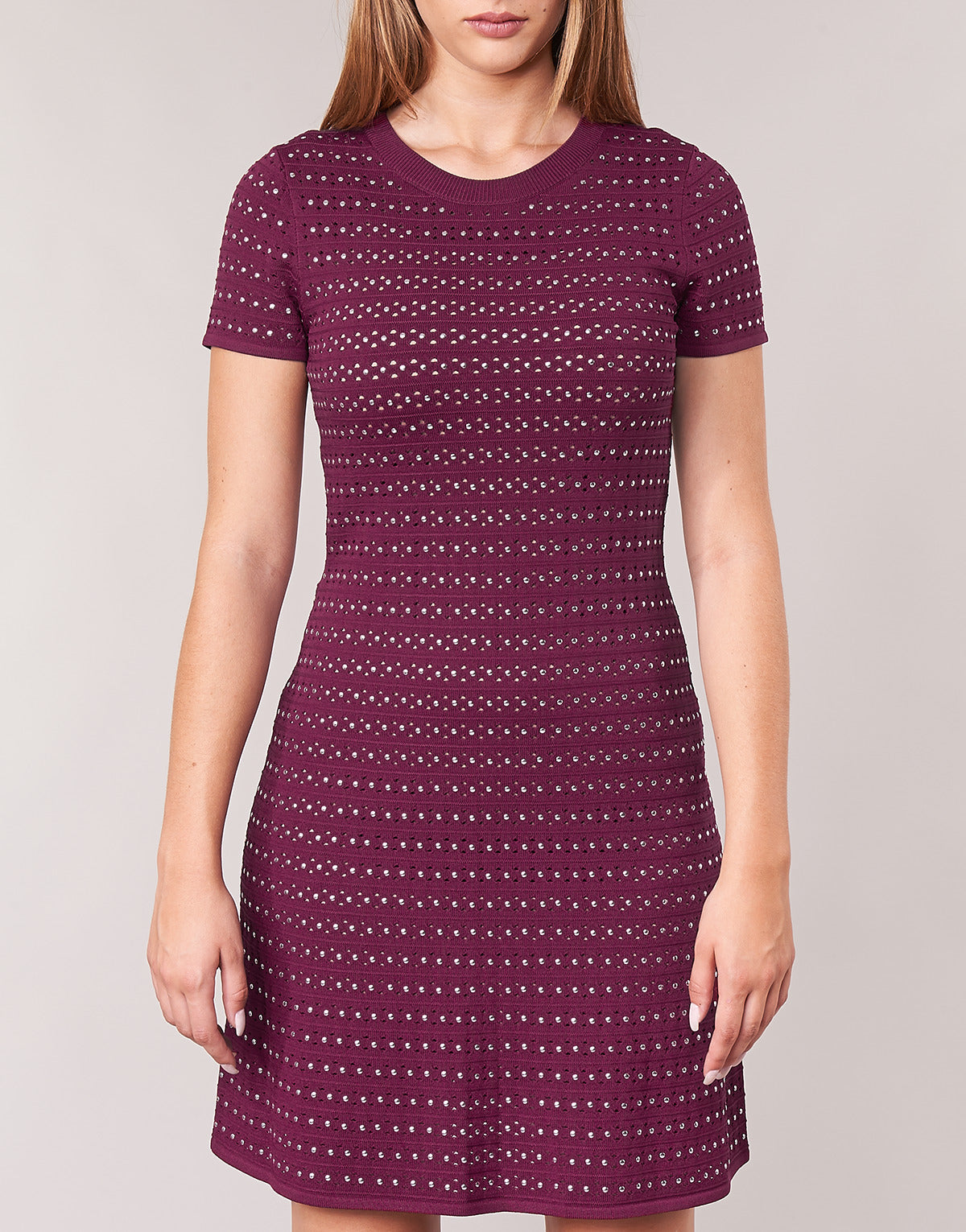 Abito corto Donna MICHAEL Michael Kors EMBELL FLARE MINI DRS Bordeaux