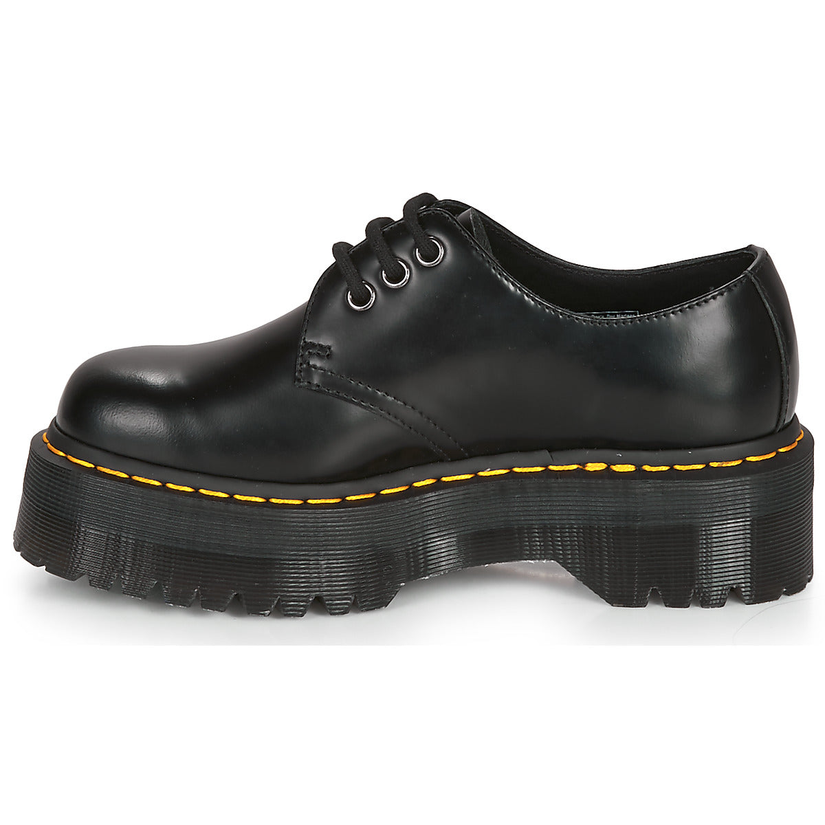 Scarpe Uomo Dr. Martens 1461 QUAD BLACK POLISHED SMOOTH Nero