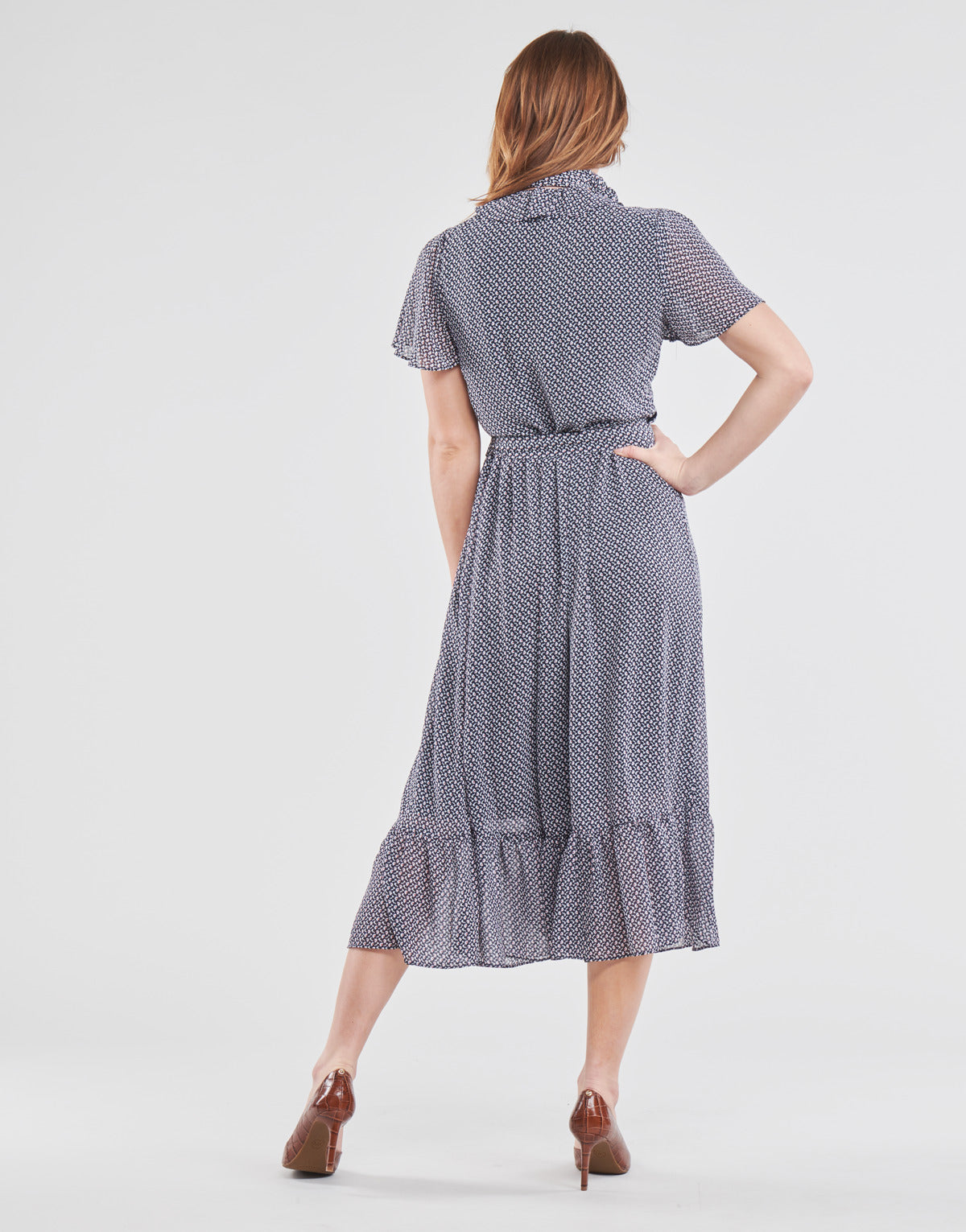 Abito lungo Donna MICHAEL Michael Kors MINI BICOLR 60S FLRL DRS Blu