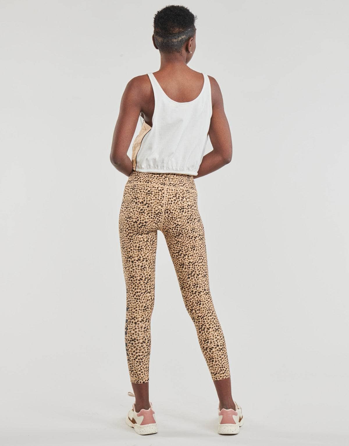 Top Donna Levis GINGER NYLON PIECED TANK TOFU TOASTED ALMOND CAVIAR Bianco