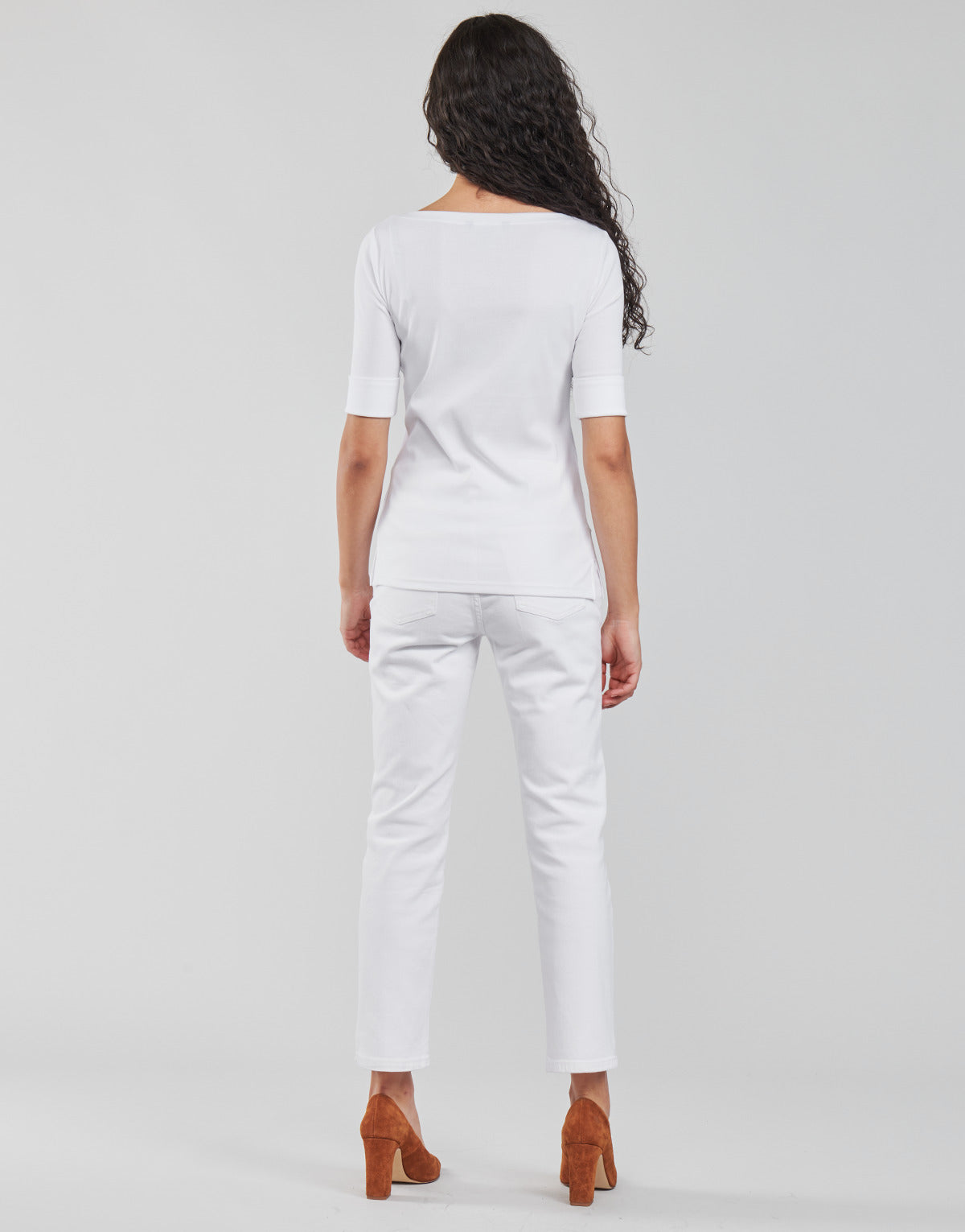 T-shirt Donna Lauren Ralph Lauren JUDY-ELBOW SLEEVE-KNIT Bianco