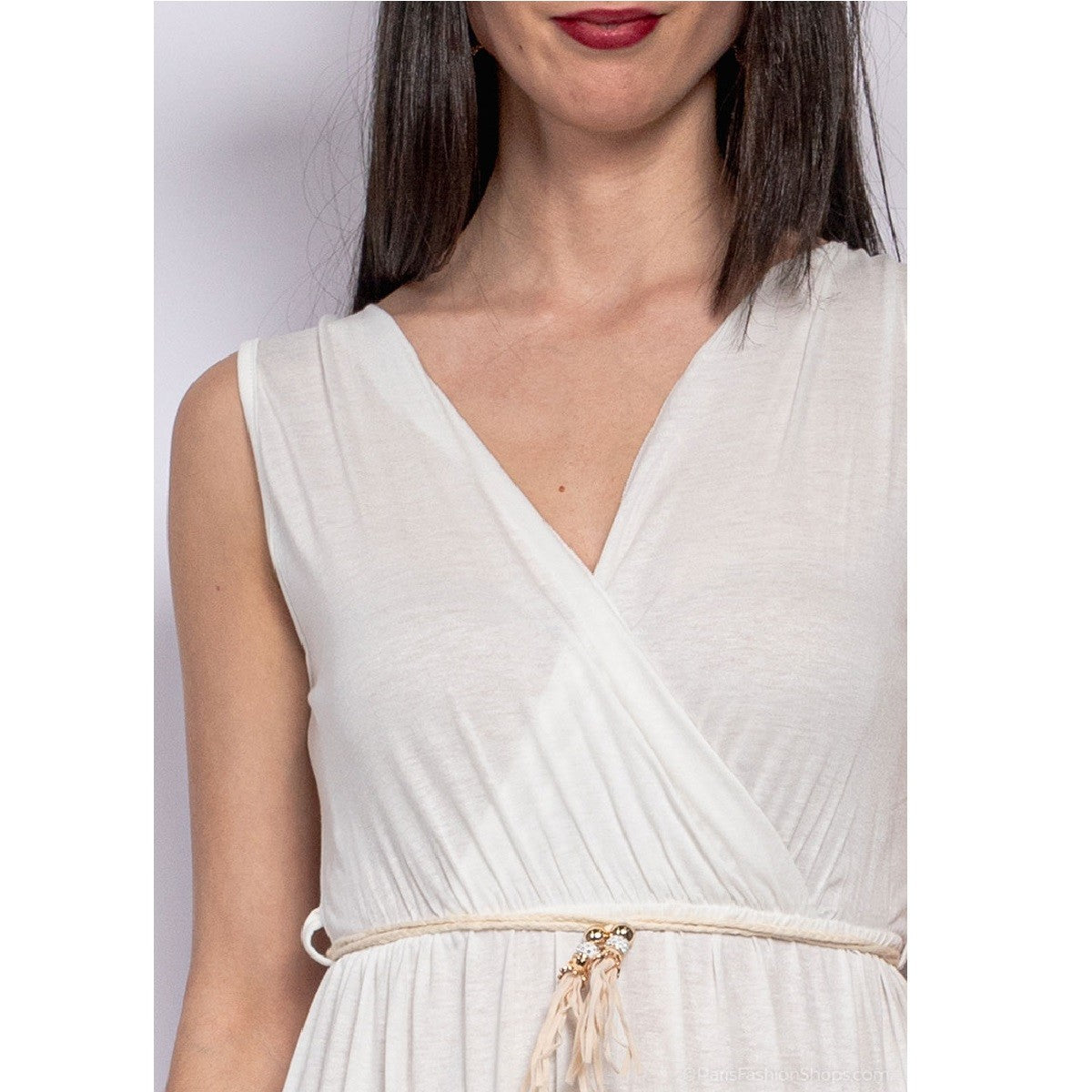 Abito lungo Donna Fashion brands 18657-BLANC Bianco