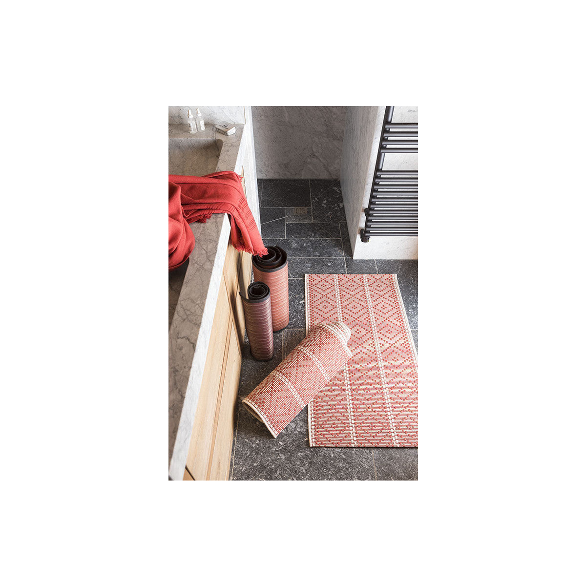 Asciugamano e guanto esfoliante Vivaraise CANCUN Rosso