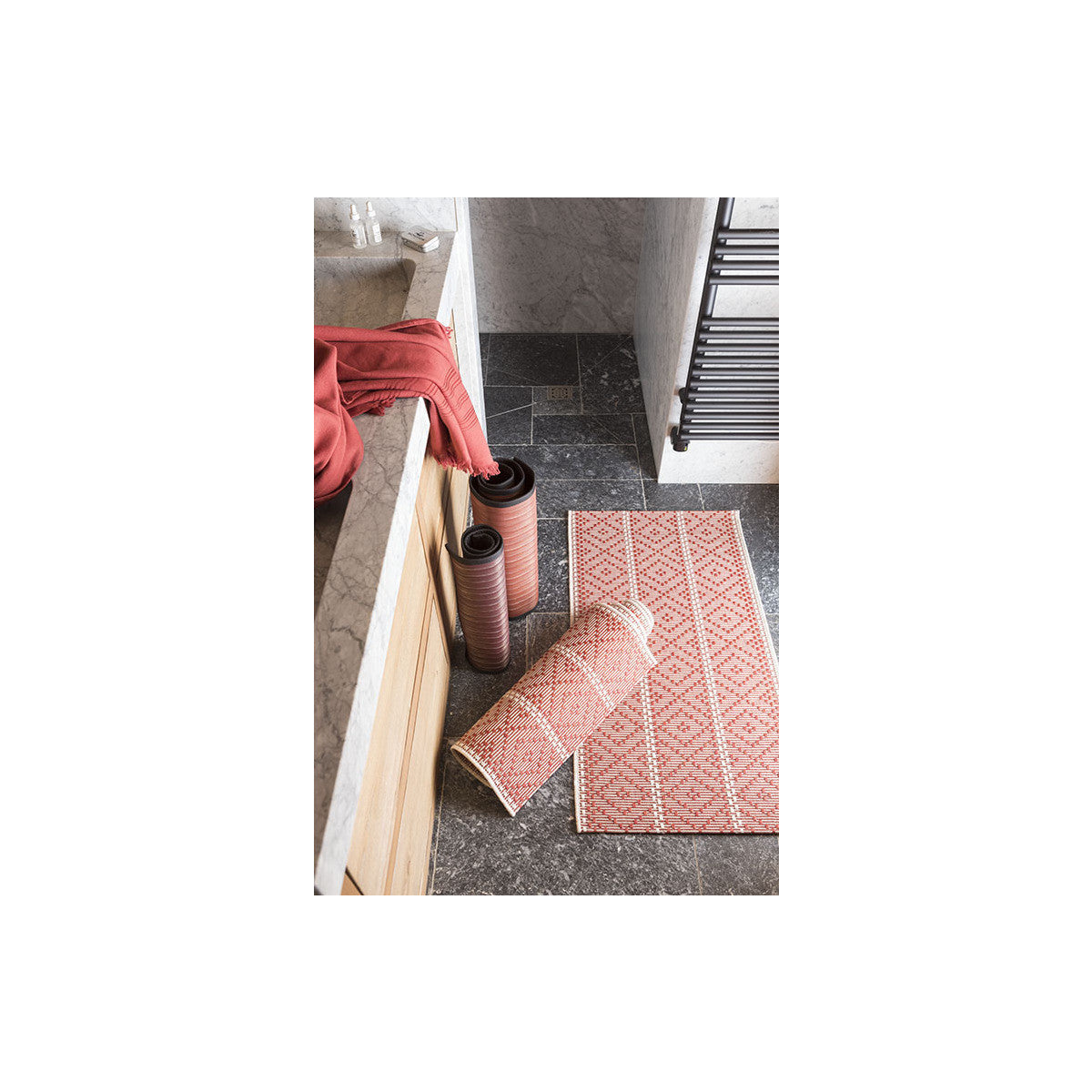 Asciugamano e guanto esfoliante Vivaraise CANCUN Rosso