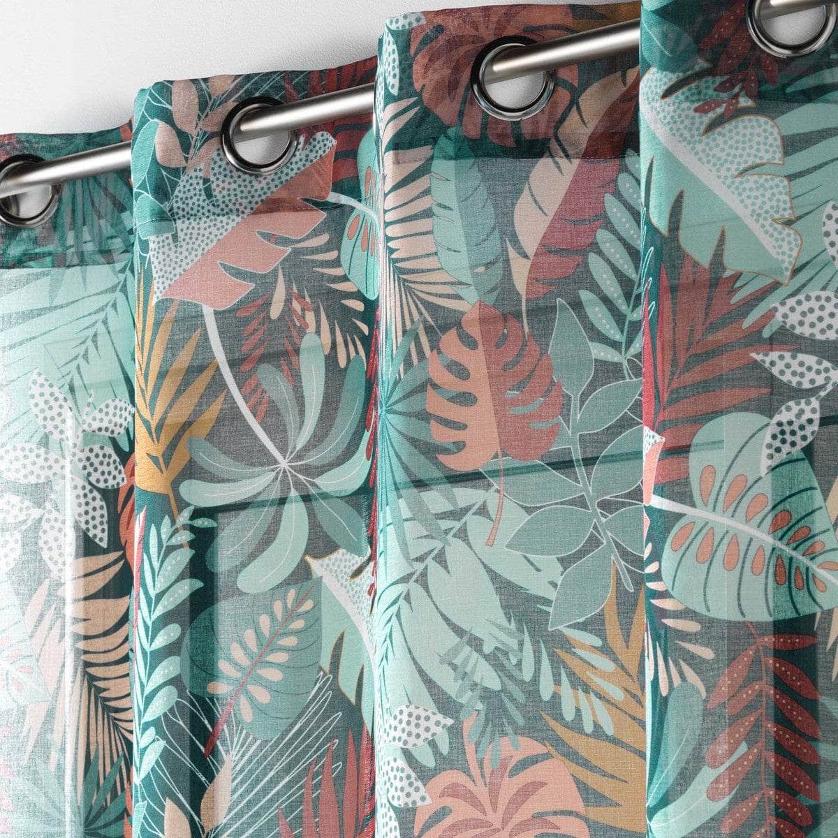 Tende Douceur d intérieur PANNEAU A OEILLETS 140 x 240 CM VOILE SABLE IMPRIME JACALA BLEU Multicolore