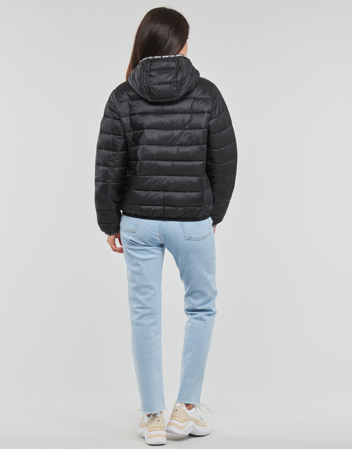 Piumino Donna Tommy Jeans TJW QUILTED TAPE HOODED JACKET Nero