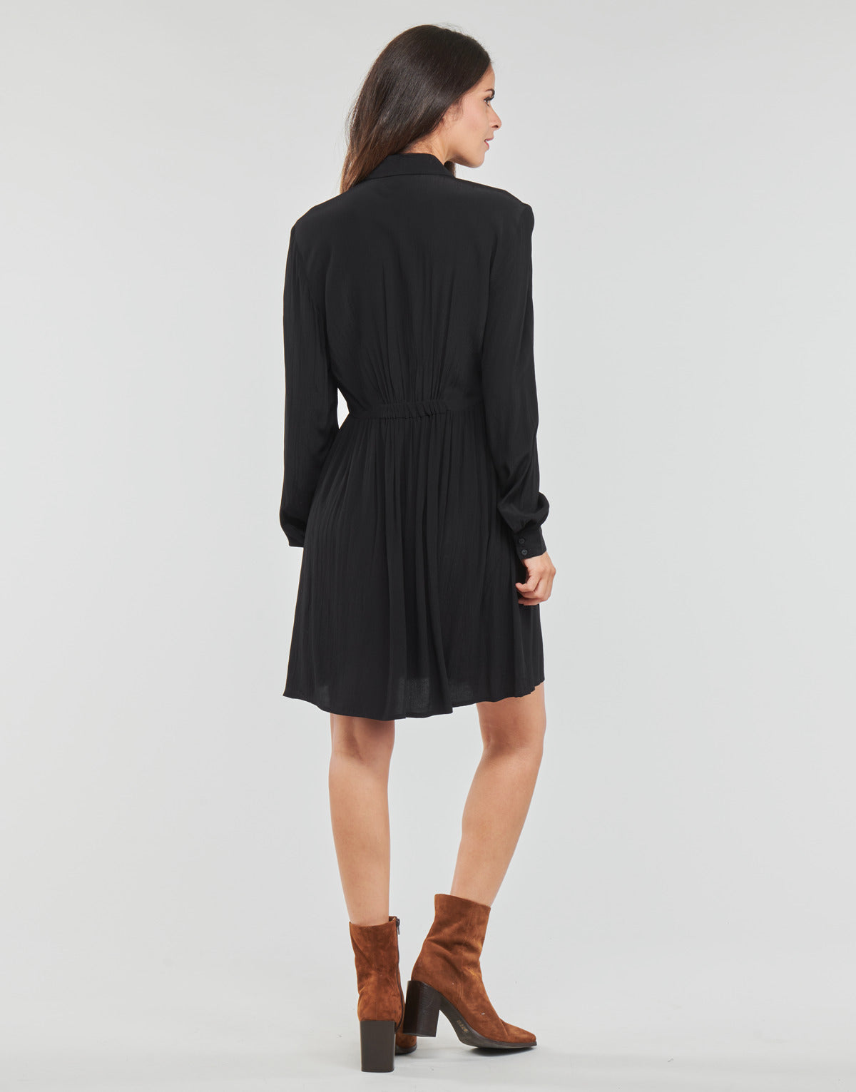 Abito corto Donna Vila VIFINI L/S SHIRT DRESS/SU Nero