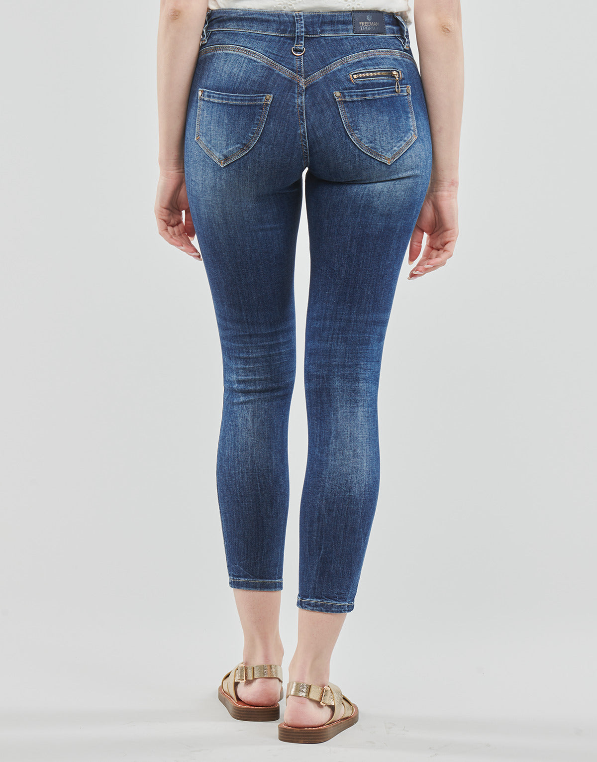 Jeans Slim Donna Freeman T.Porter ALEXA HIGH WAIST CROPPED SDM Blu