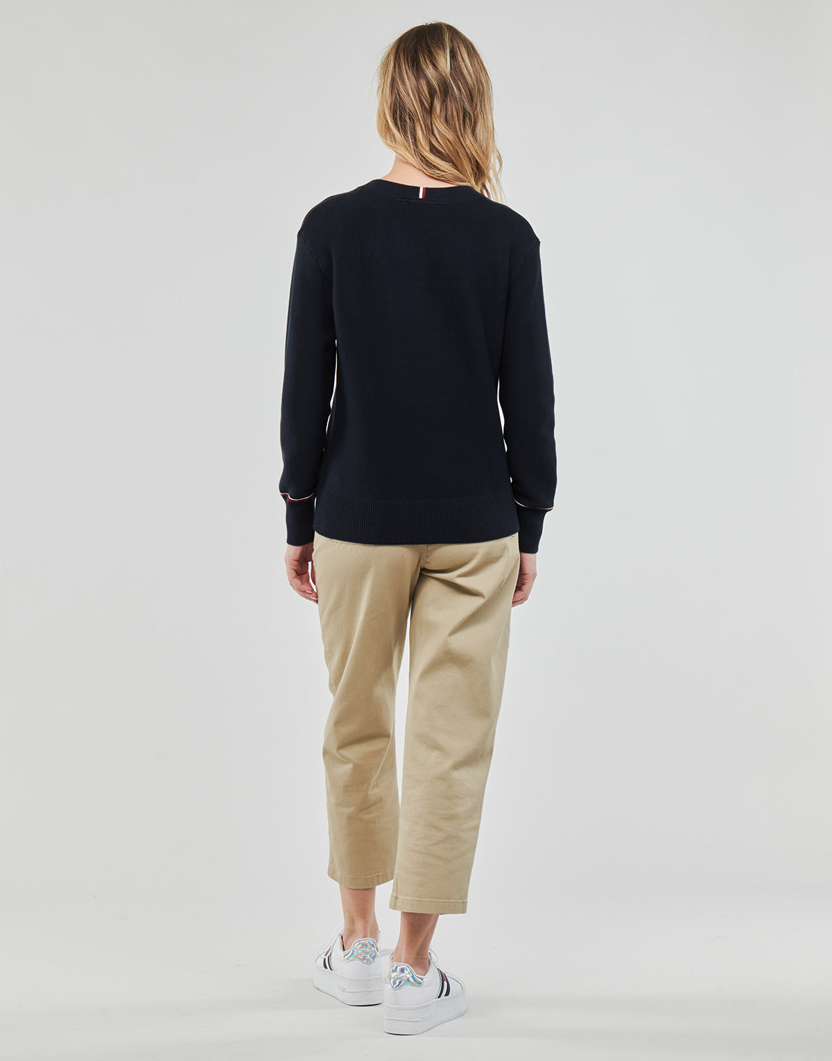 Felpa Donna Tommy Hilfiger GLOBAL STP V-NK SWEATER Marine