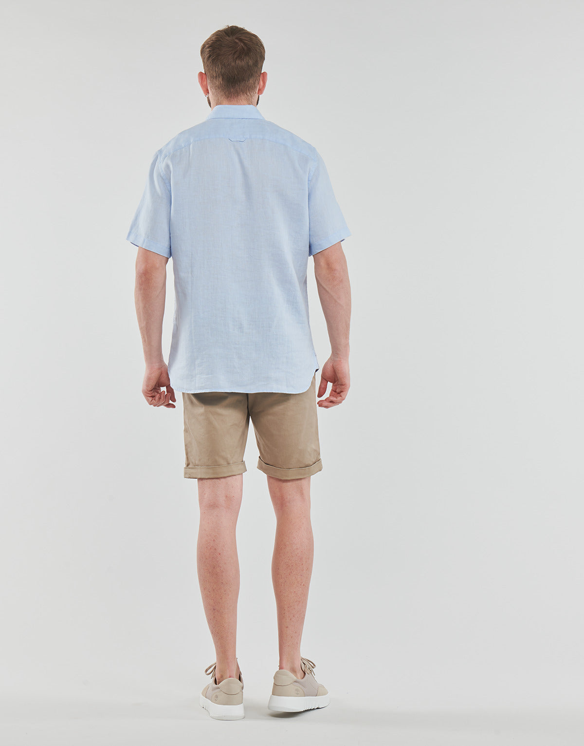 Camicia a maniche corte Uomo Timberland SS Mill River Linen Shirt Slim Blu