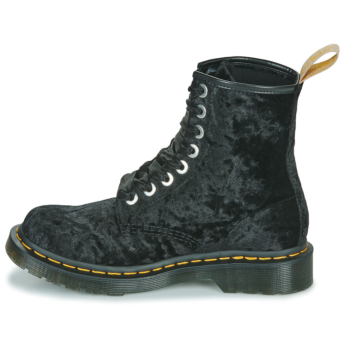 Stivaletti Donna Dr. Martens VEGAN 1460 BLACK VELVET Nero