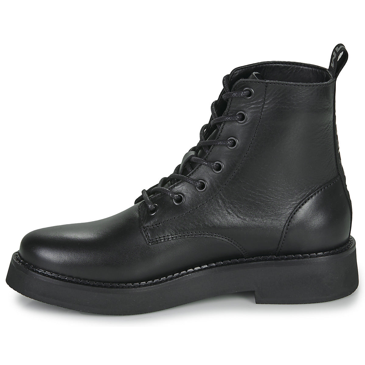 Stivaletti Donna Tommy Jeans TJW LACE UP FLAT BOOT Nero