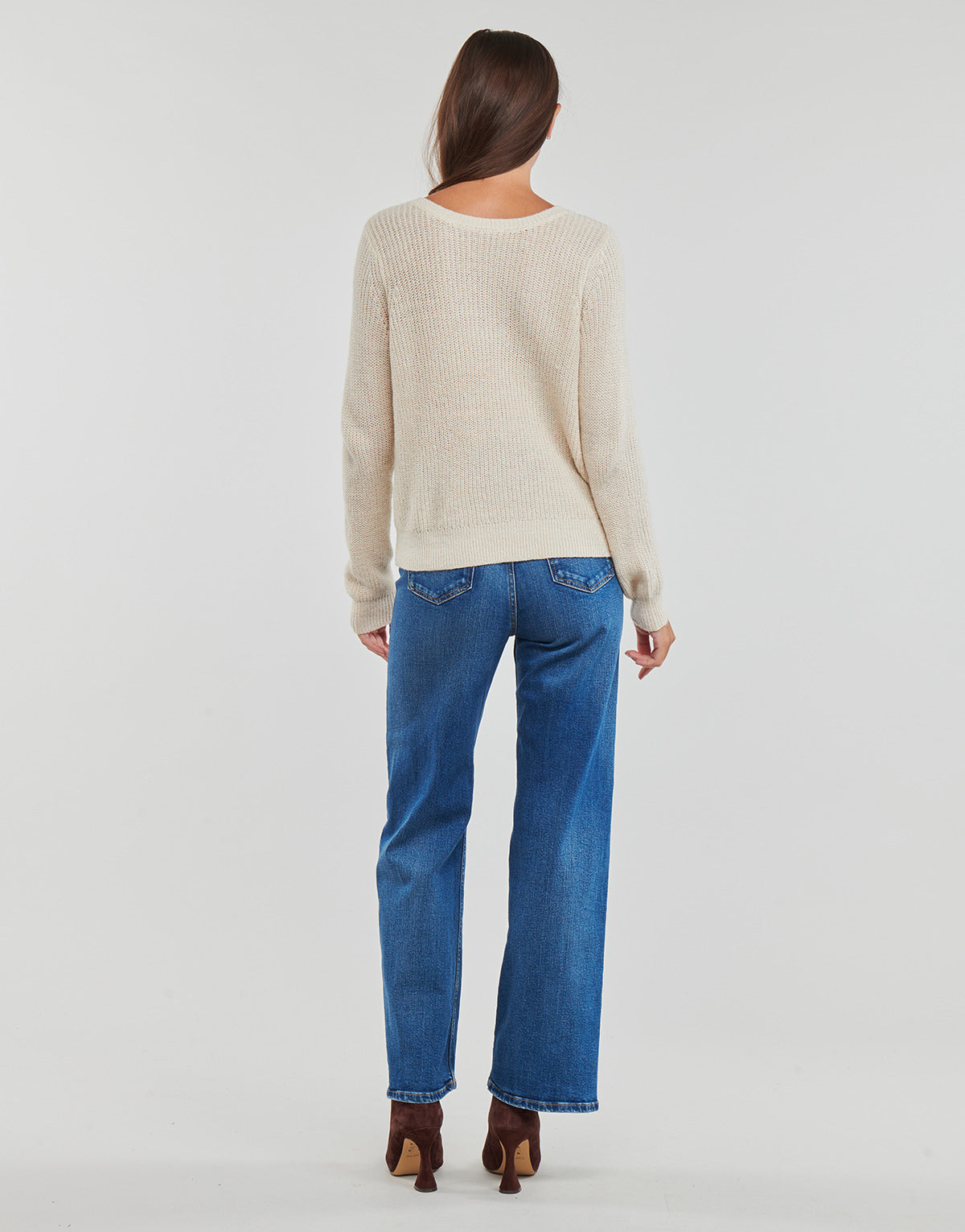 Maglione Donna Vila VIDEBRA REV L/S V-NECK KNIT TOP Beige