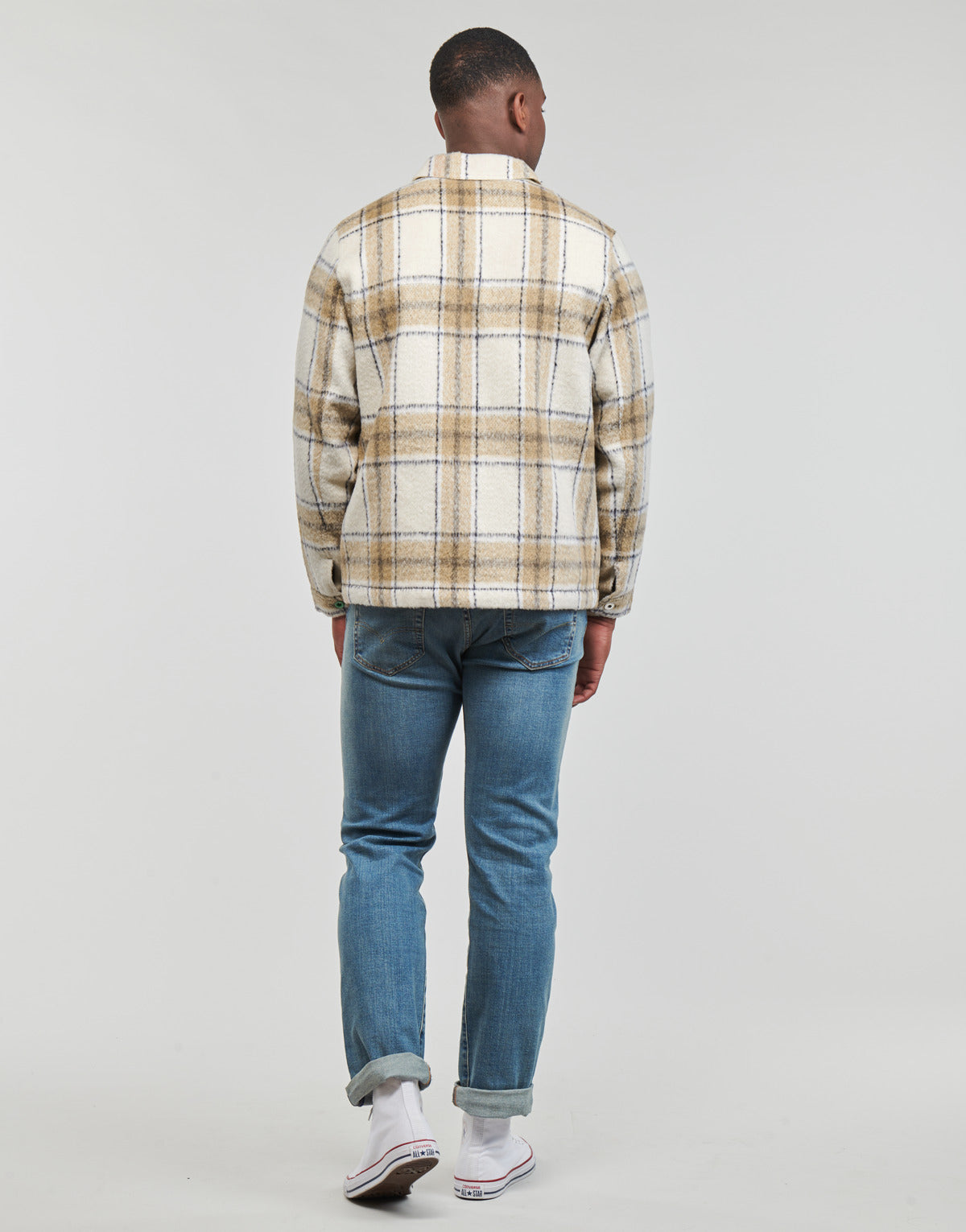 Giubbotto Uomo Scotch & Soda Wool-Blend Zip-Thru Check Overshirt Marrone