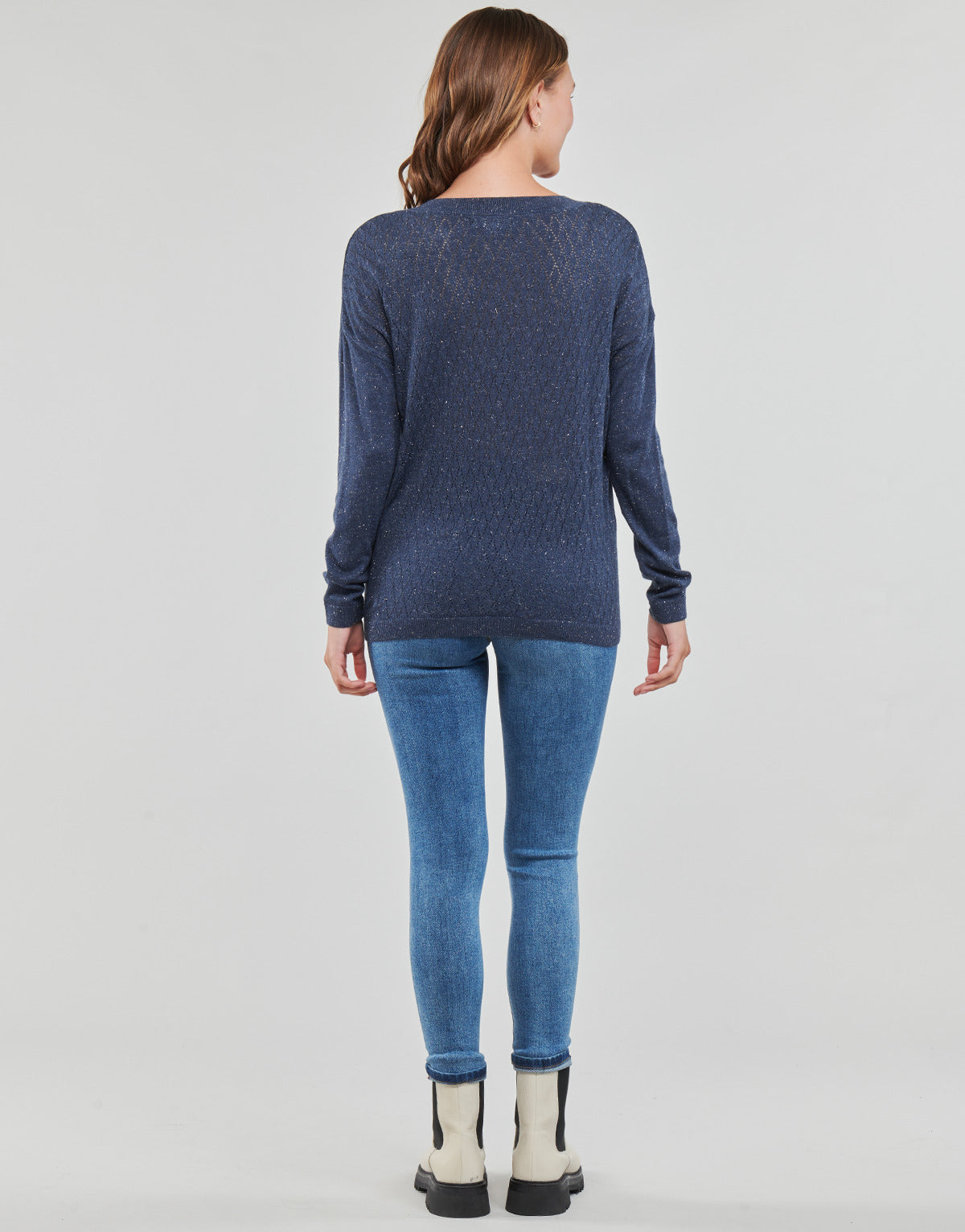 Maglione Donna Only ONLABELLA L/S GLITTER V-NECK CS KNT Marine