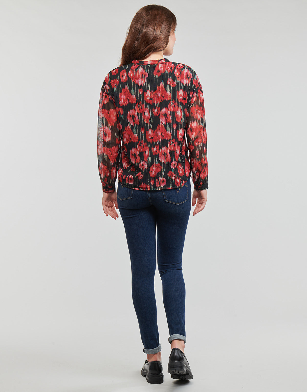 Camicetta Donna Only ONLMARISE LUREX L/S STRING TOP CS PTM Rosso