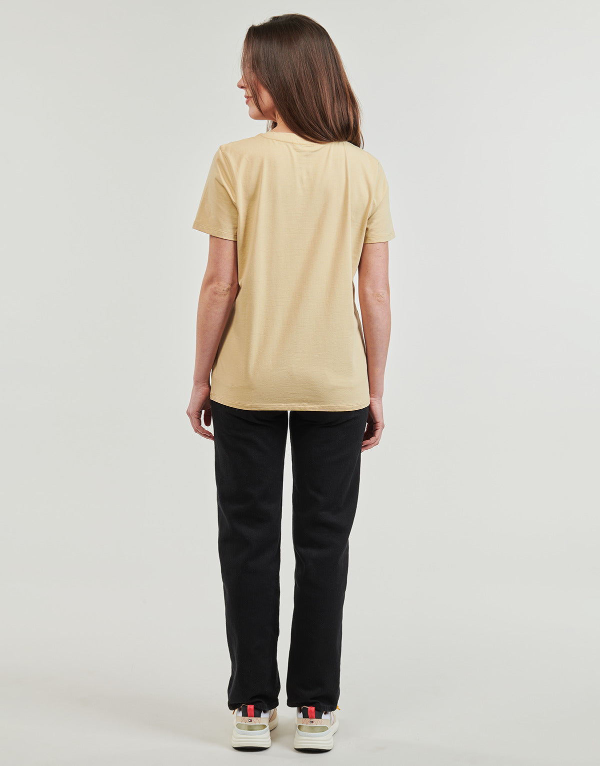 T-shirt Donna Tommy Hilfiger 1985 REG MINI CORP LOGO C-NK SS Beige