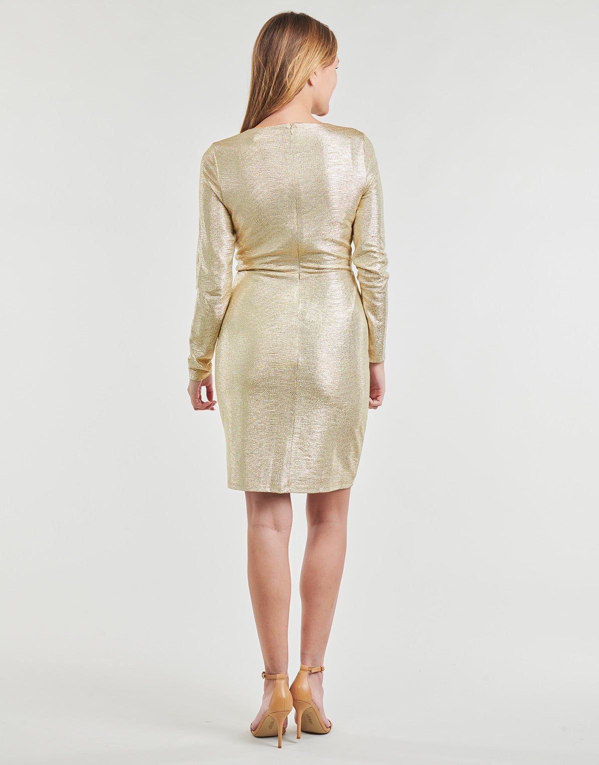 Abito corto Donna Lauren Ralph Lauren CINLAIT-LONG SLEEVE-COCKTAIL DRESS Oro