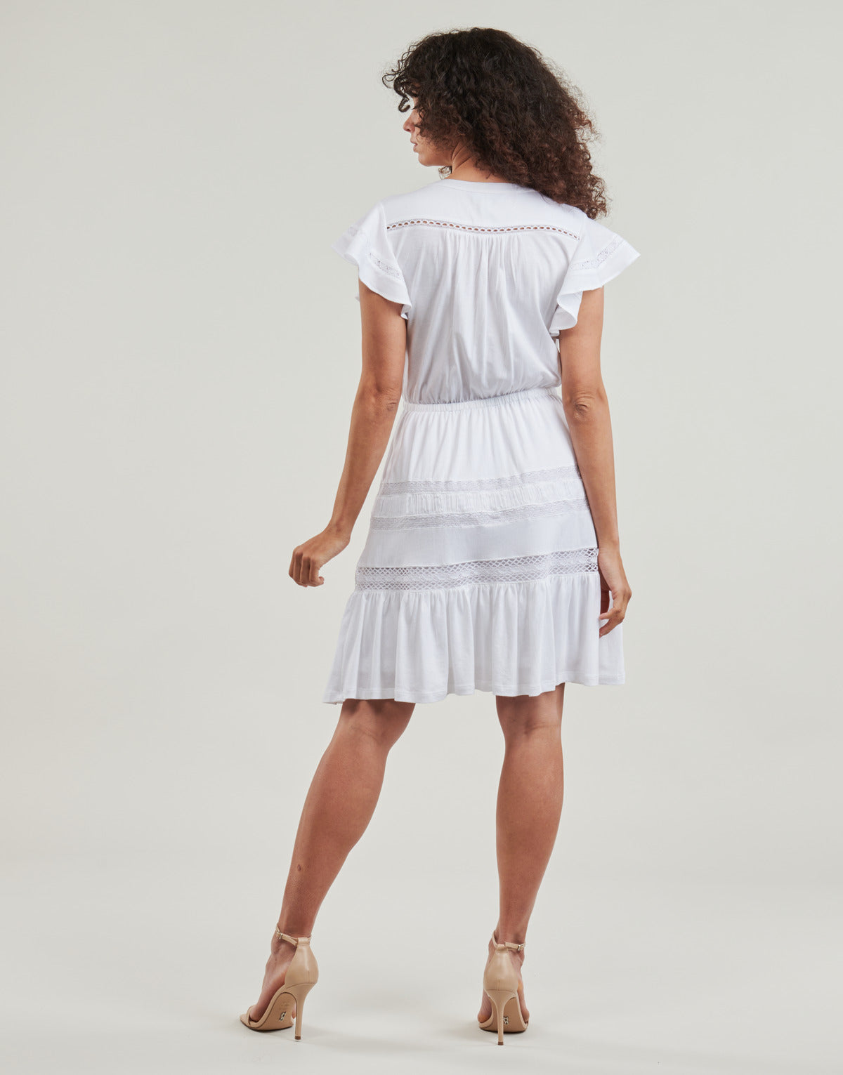 Abito corto Donna Lauren Ralph Lauren TANVEITTE-SHORT SLEEVE-DAY DRESS Bianco