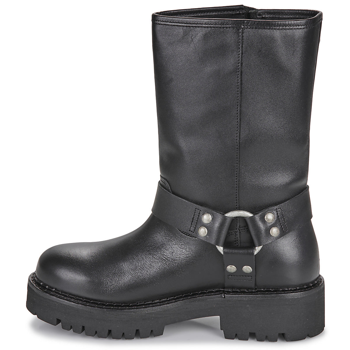 Stivaletti Donna Tommy Jeans TJW URBAN BIKER BOOT LEATHER Nero
