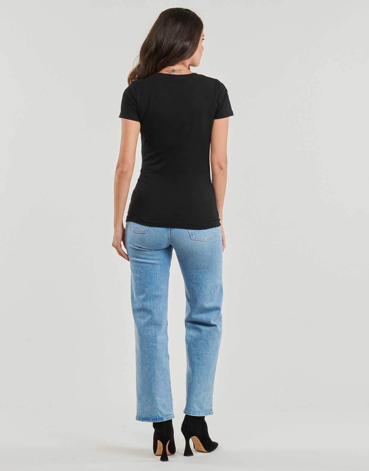 T-shirt Donna Guess SS RN 4G LOGO Nero