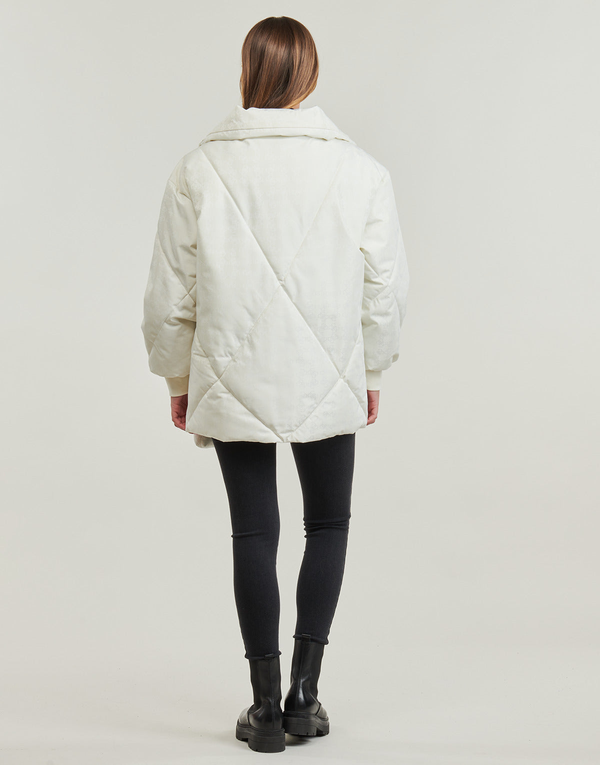 Piumino Donna Guess 4G LOGO PUFFER JACKET Bianco