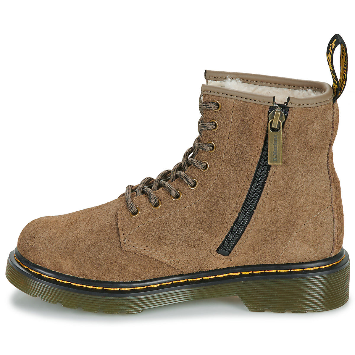 Stivaletti bambini ragazza Dr. Martens Serena J Dark Khaki Bronx Suede Beige