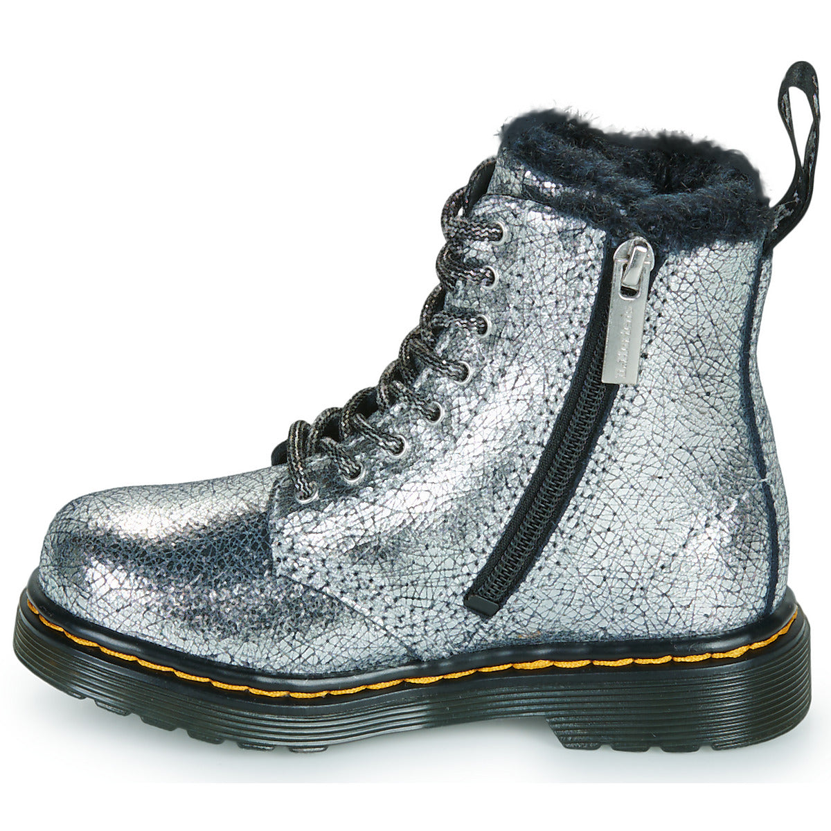 Stivaletti bambini ragazza Dr. Martens Serena T Silver Distressed Foil Argento