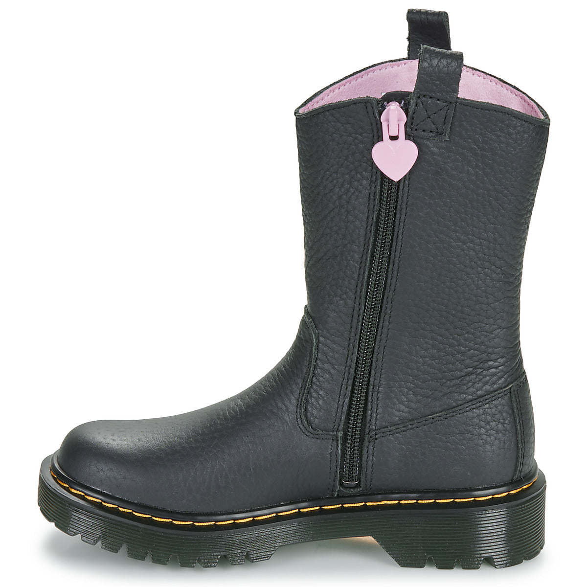 Stivaletti bambini ragazza Dr. Martens Bex Heart P-O Boot J Black Classic Nappa Nero