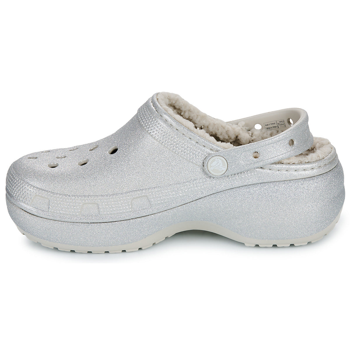 Scarpe Donna Crocs ClsPlatformGlitterLinedClogW Argento
