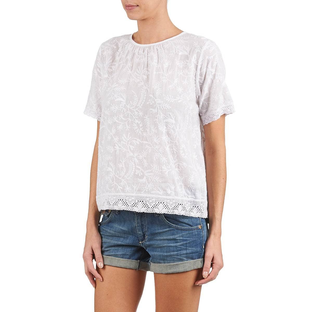 T-shirt Donna Manoush COTONNADE SMOCKEE Bianco