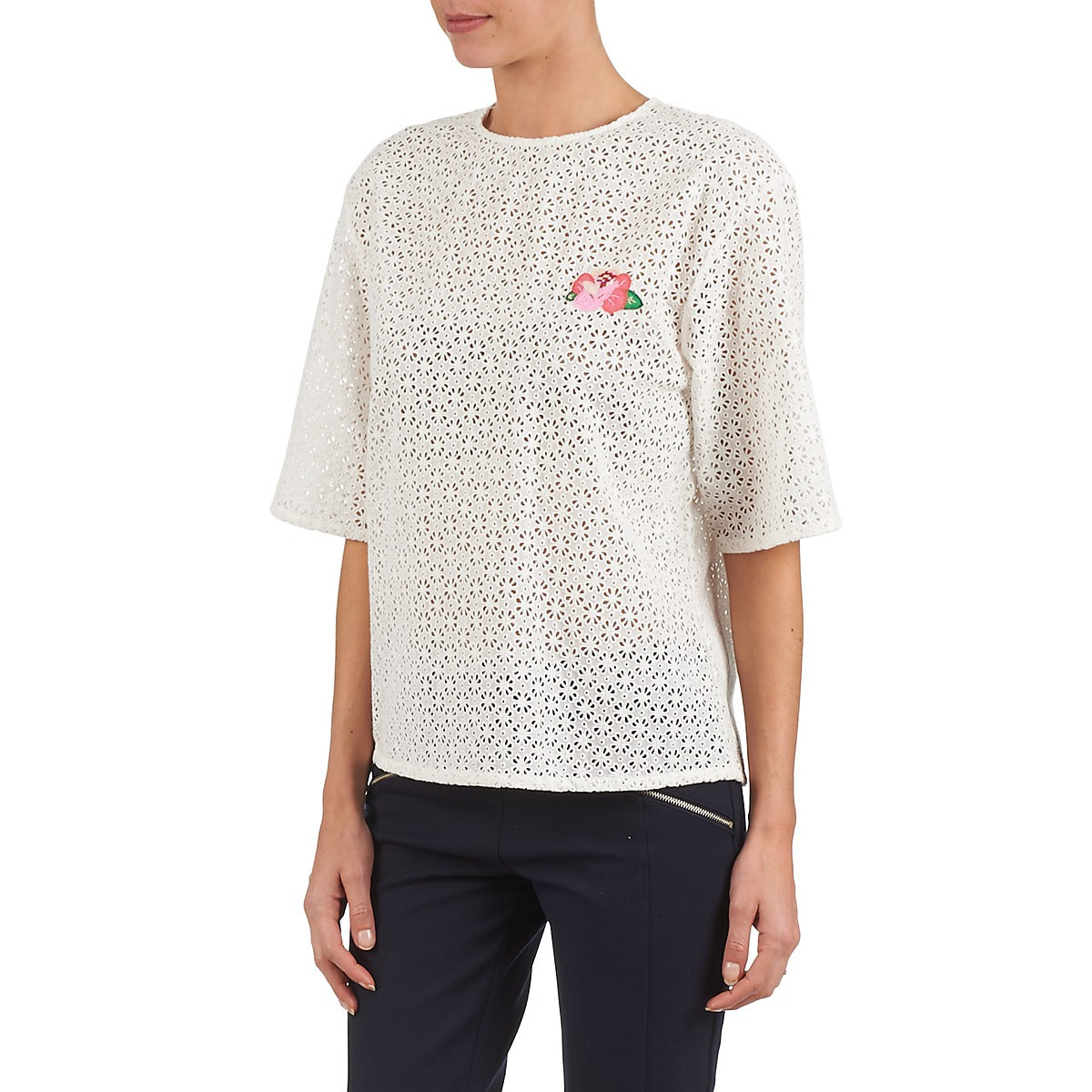 Camicetta Donna Manoush FLOWER BADGE Bianco