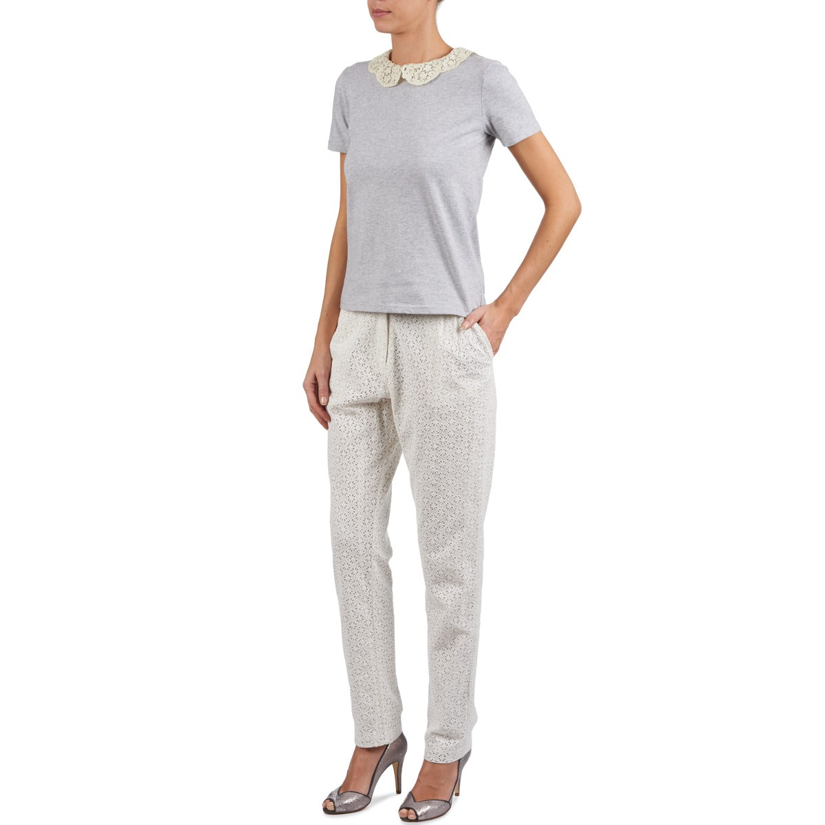 Pantalone Donna Manoush FLOWER BADGE Bianco
