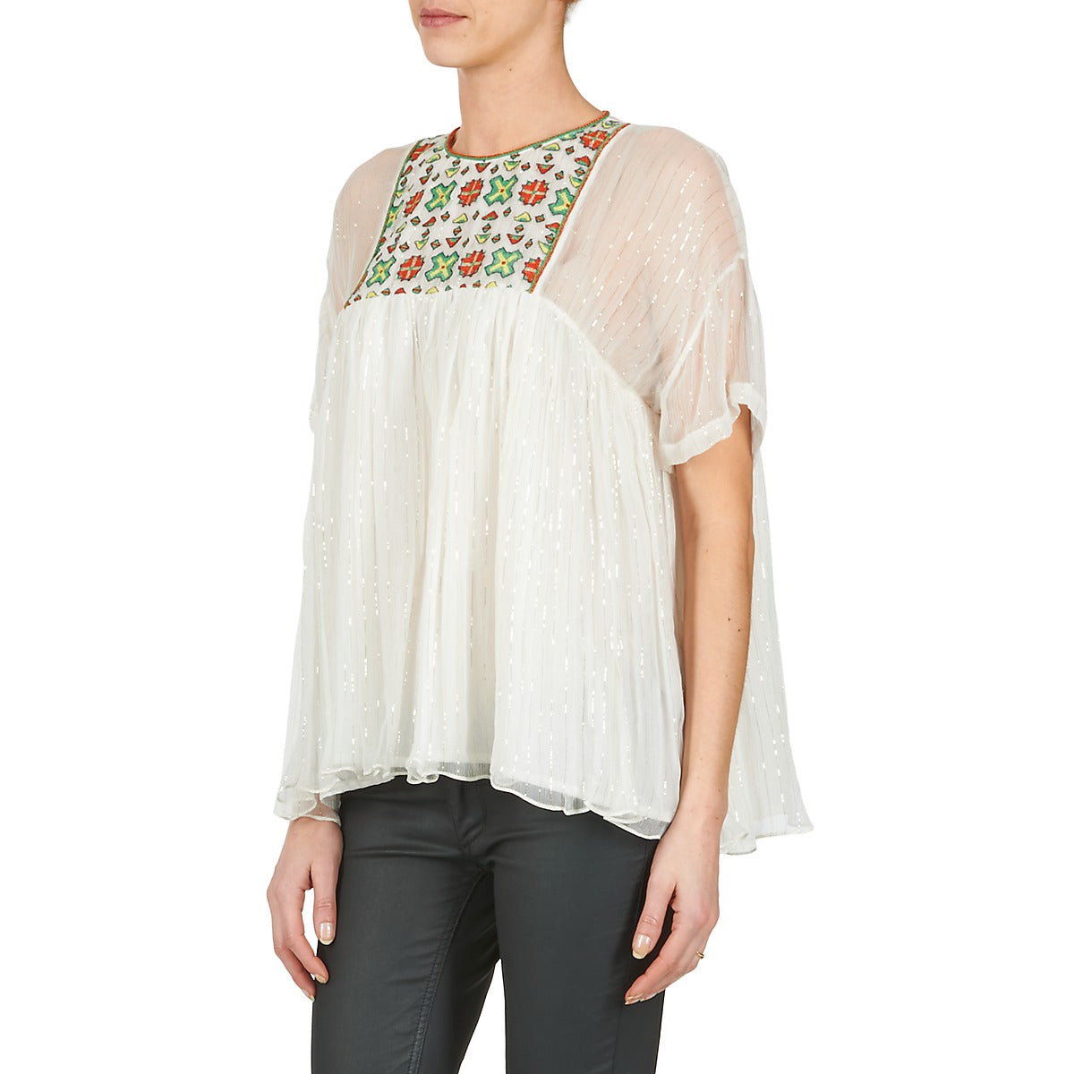 Camicetta Donna Manoush POINT DE CROIX Bianco