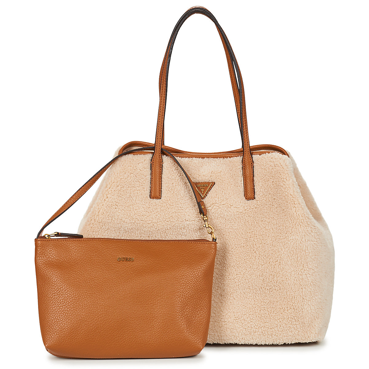 Borsa Shopping Donna Guess VICTTORIA LARGE 2 IN 1 TOTE Beige