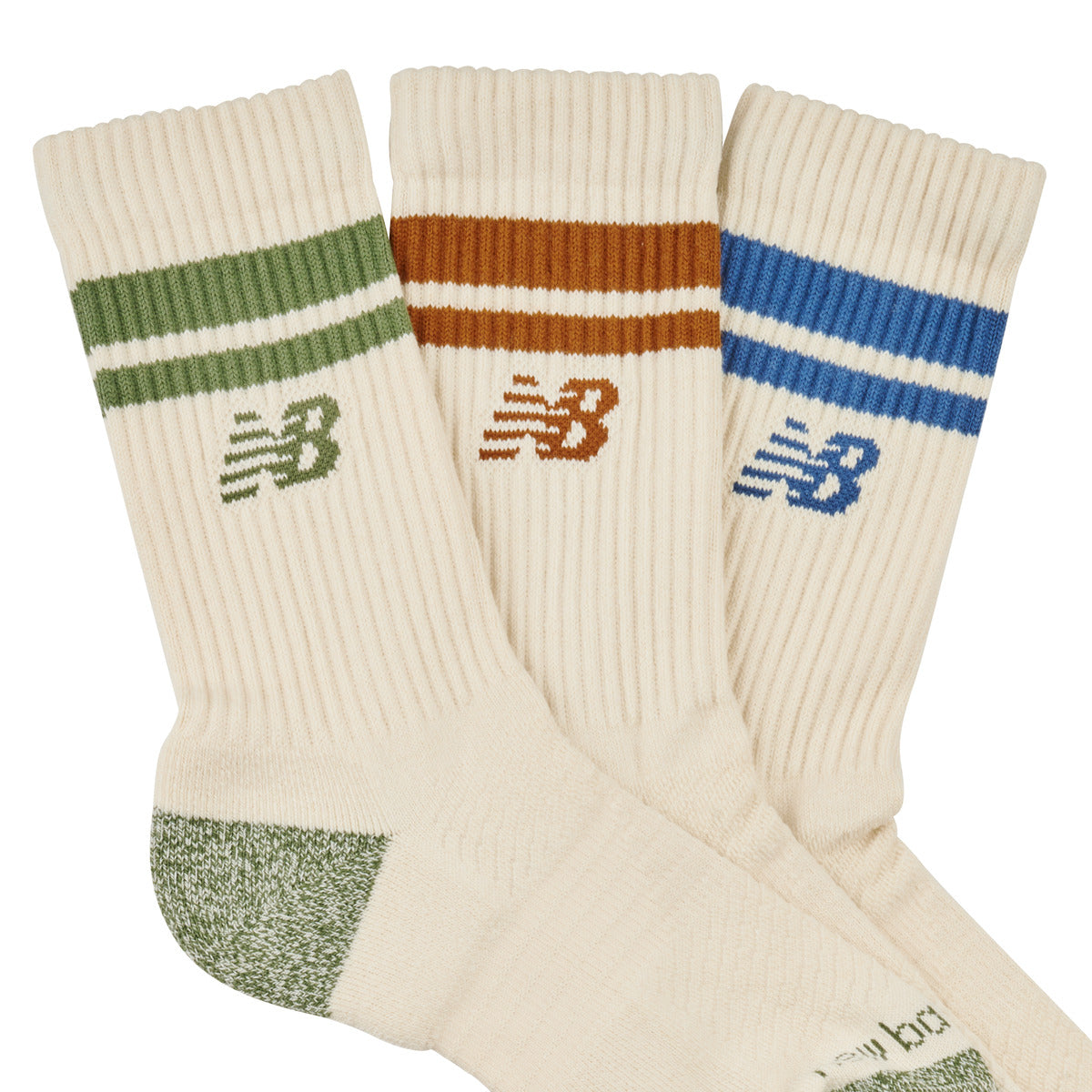 Calze sportive Uomo New Balance ACTIVE LIFESTYLE STRIPED CREW SOCKS 3 PACKS Beige