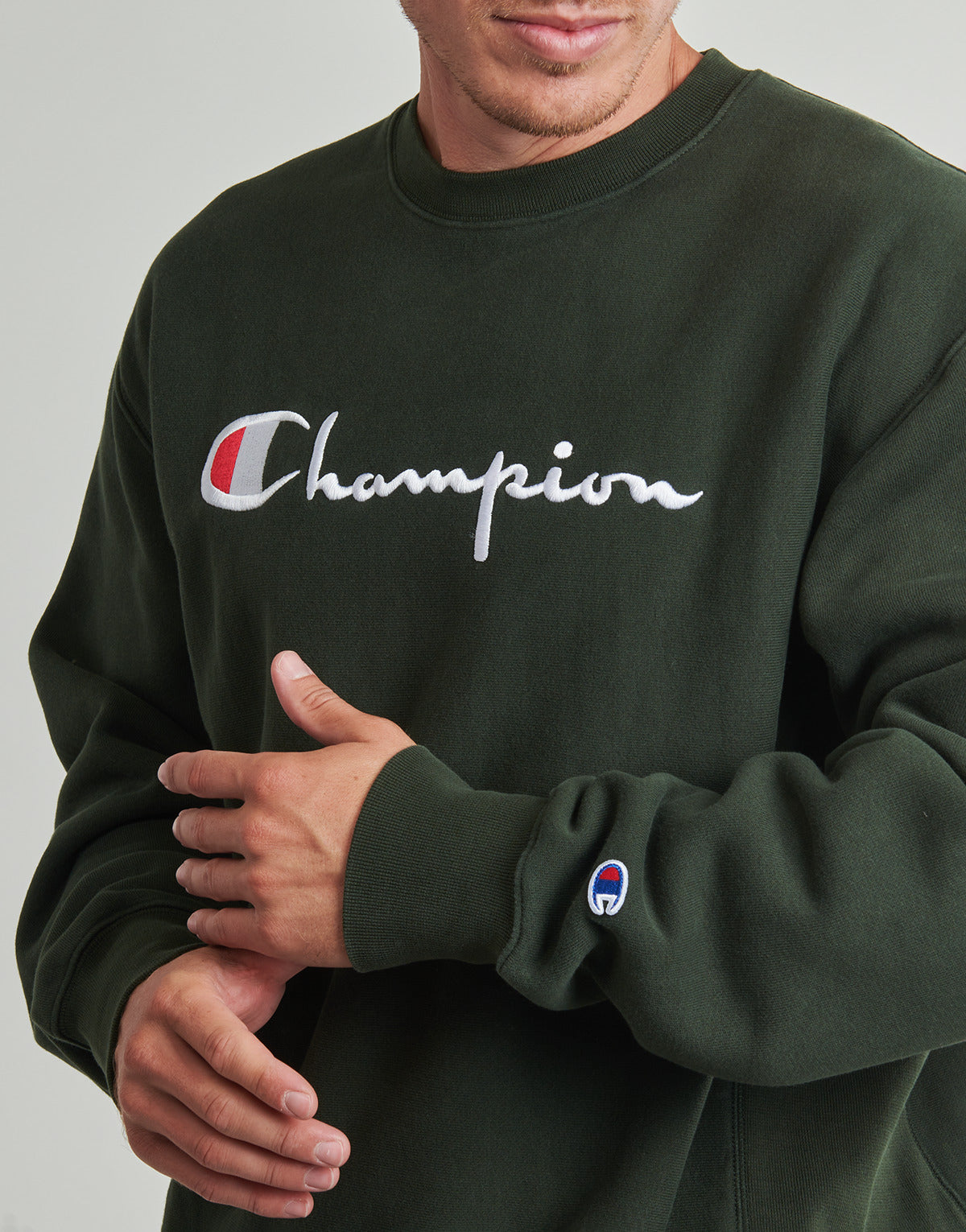 Felpa Uomo Champion CREWNECK SWEATSHIRT Verde