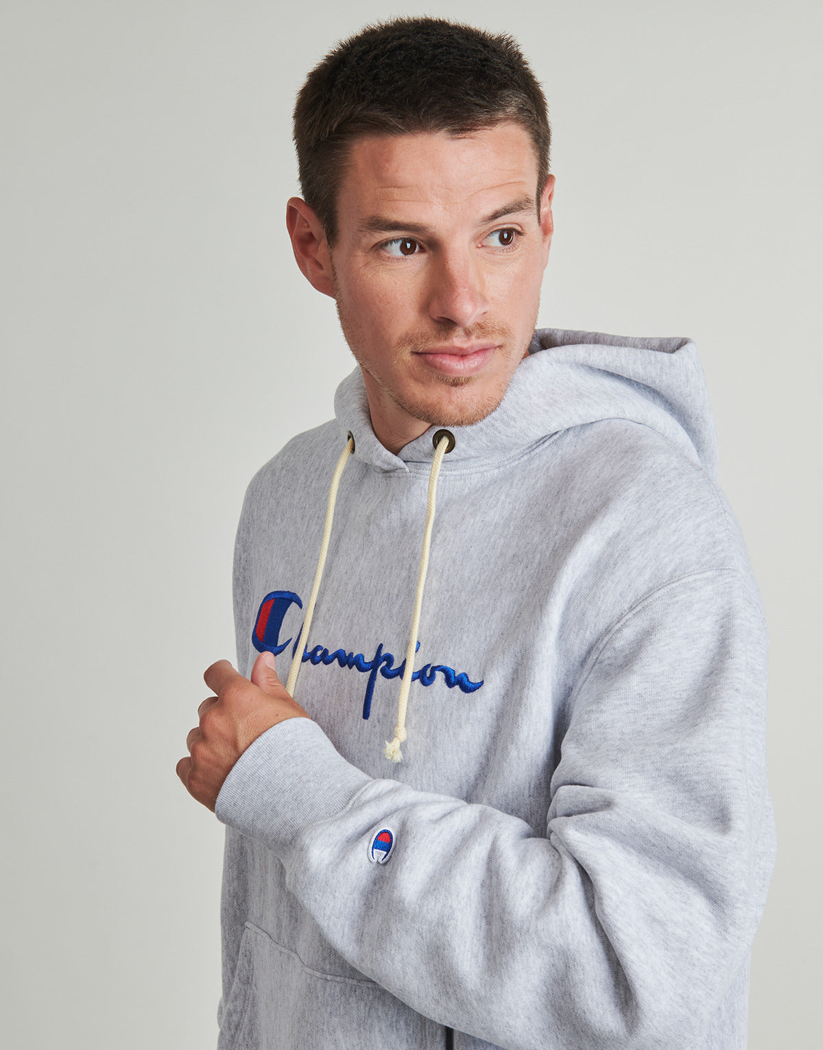 Felpa Uomo Champion HOODED SWEATSHIRT Grigio