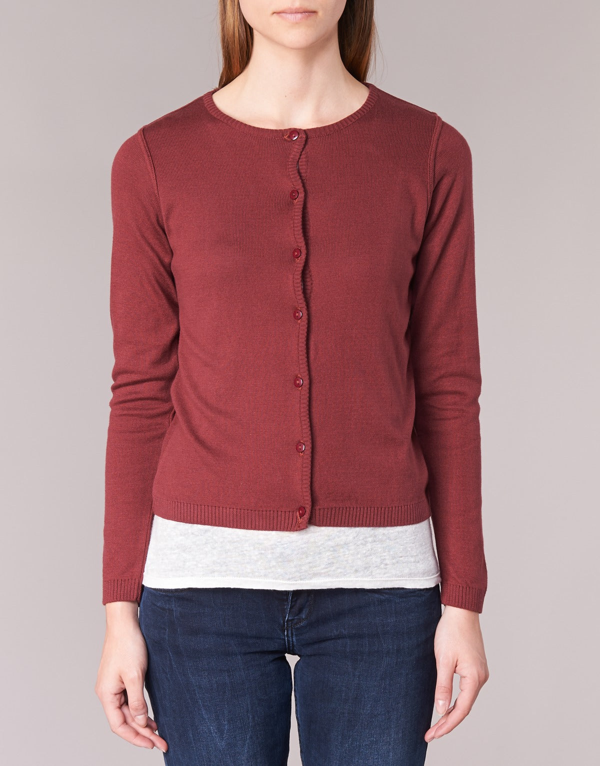 Gilet / Cardigan Donna BOTD EVANITOA Bordeaux