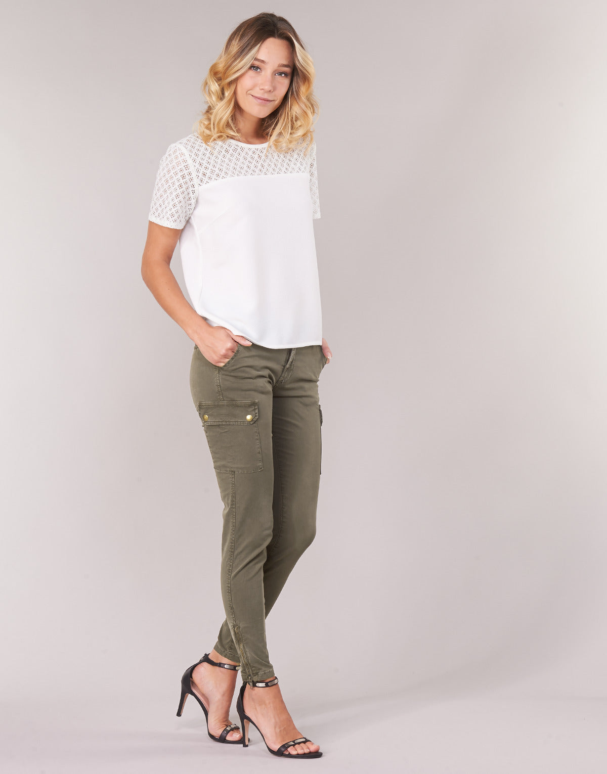 Pantalone Cargo Donna Le Temps des Cerises ARMY Kaki