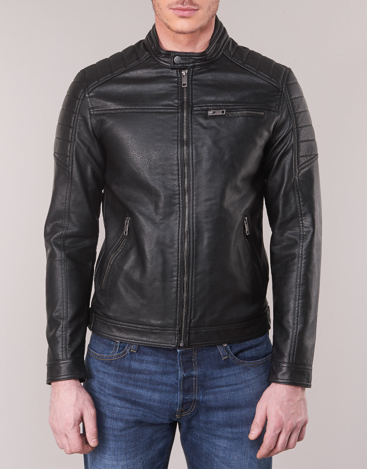 Giacca in pelle Uomo Jack & Jones JJEROCKY Nero