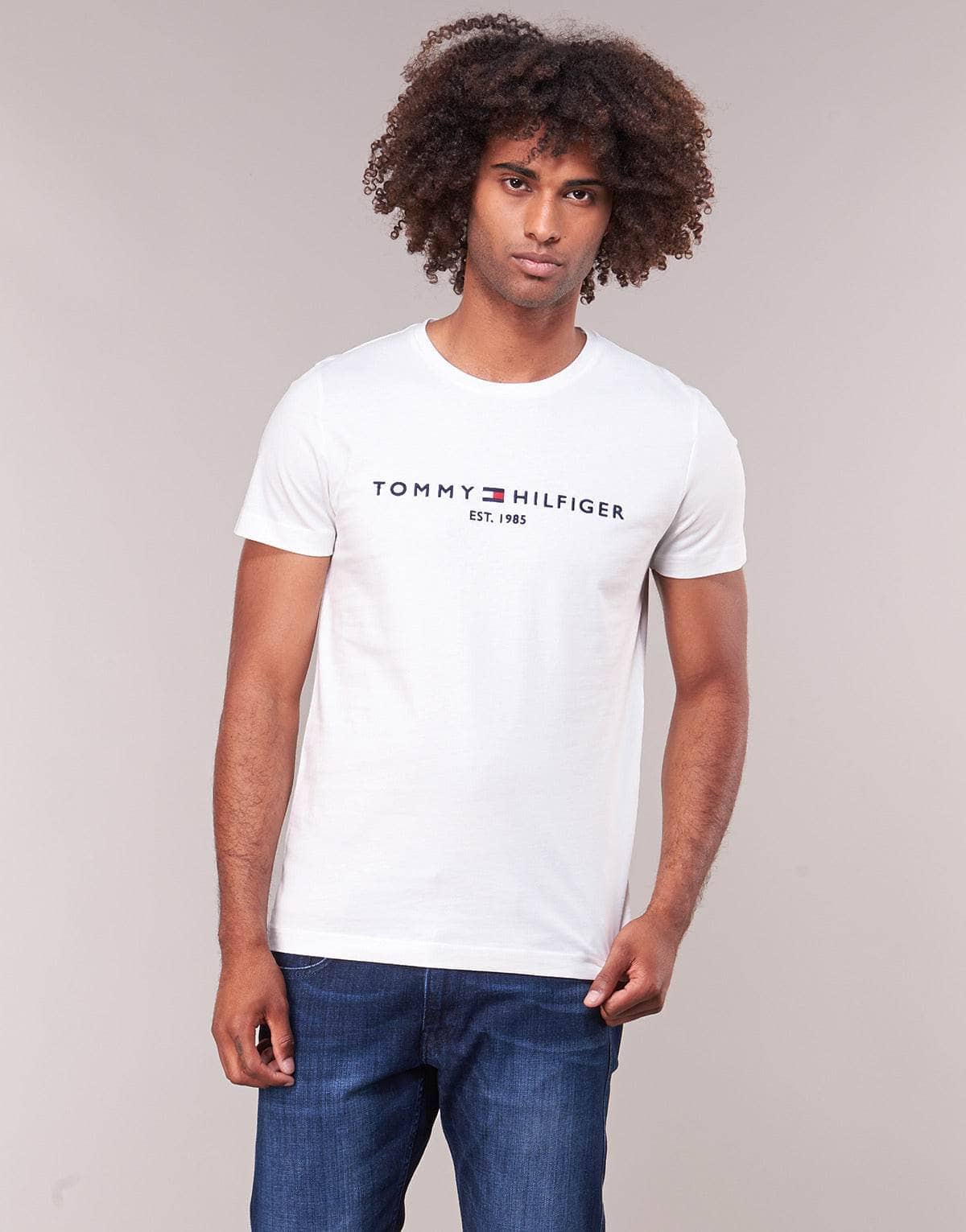 Polo Uomo Tommy Hilfiger TOMMY FLAG HILFIGER TEE Bianco