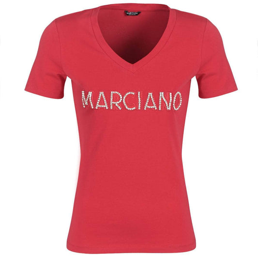 T-shirt Donna Marciano LOGO PATCH CRYSTAL Rosso