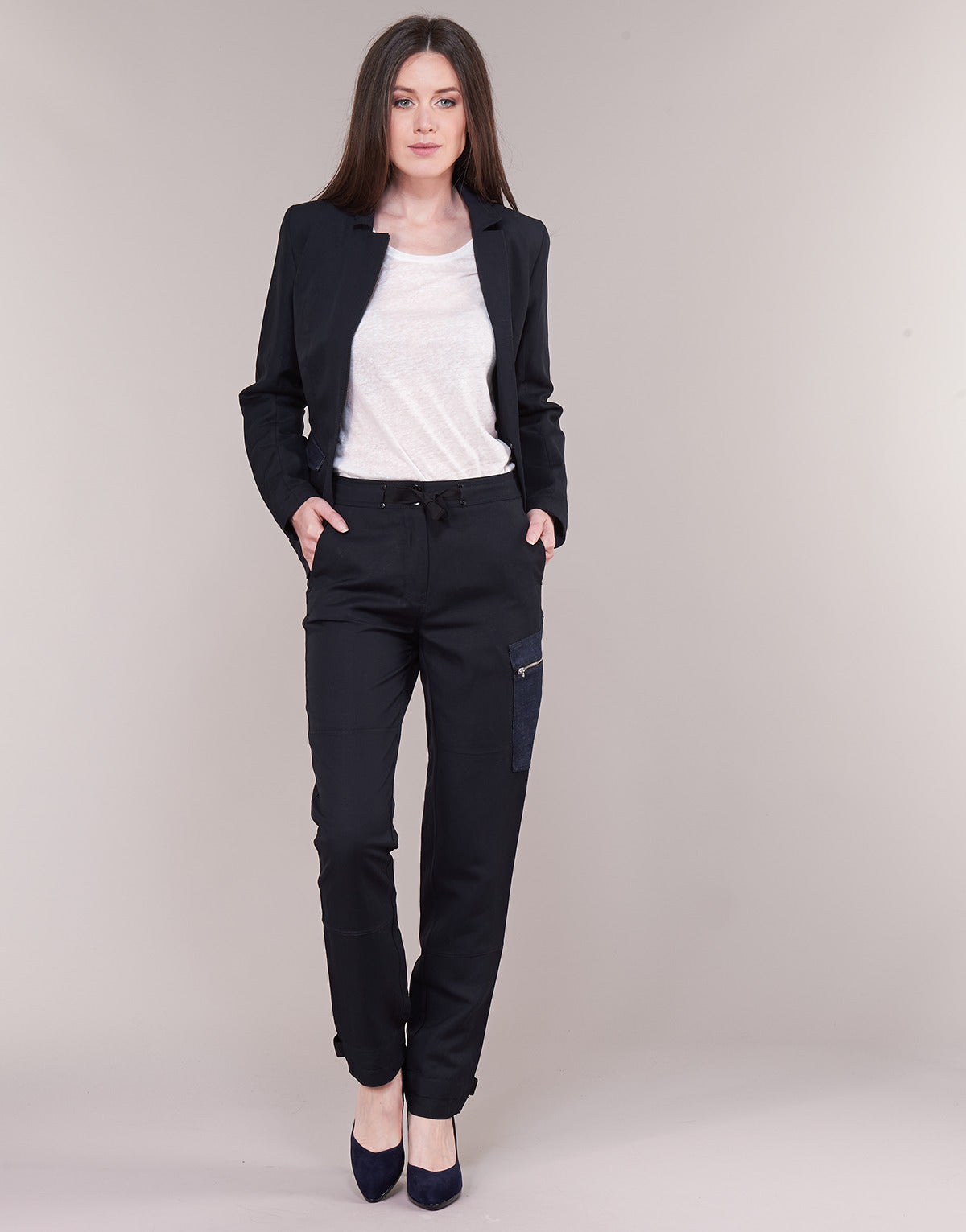 Pantalone Cargo Donna G-Star Raw FELDSPAR HIGH STRAIGHT CARGO Blu