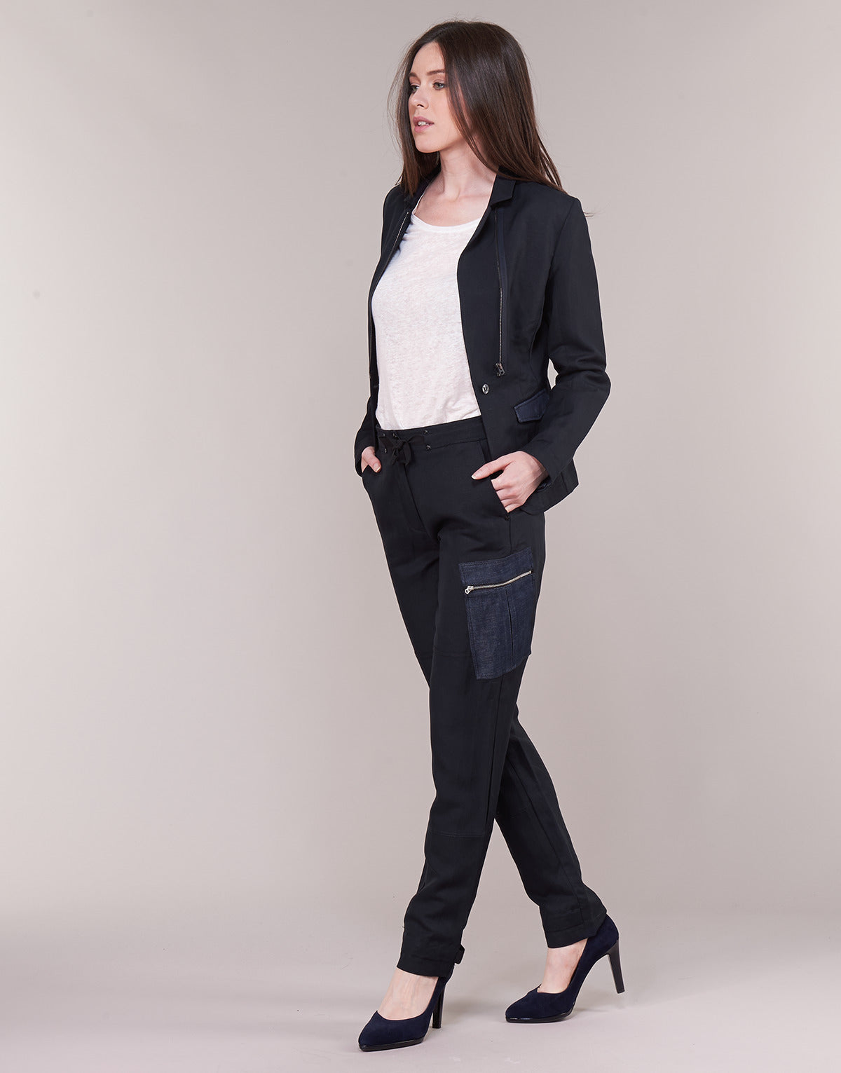 Pantalone Cargo Donna G-Star Raw FELDSPAR HIGH STRAIGHT CARGO Blu