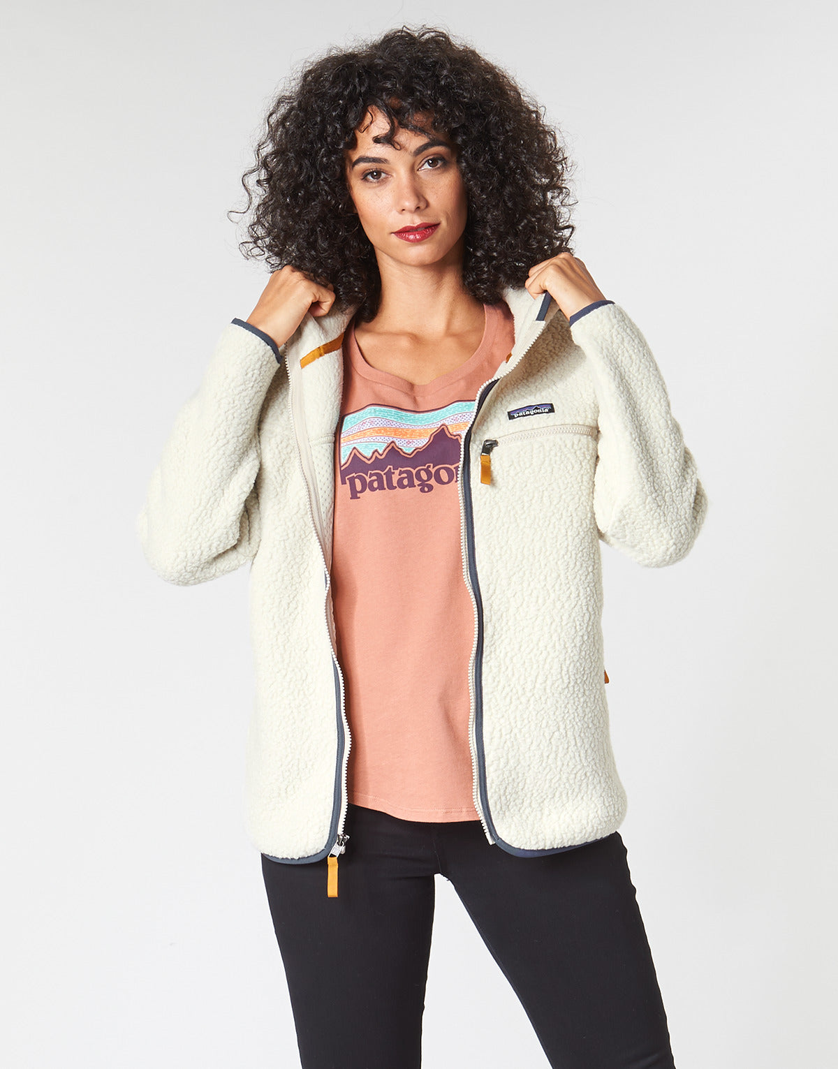 Felpa Donna Patagonia W’S RETRO PILE HOODY Bianco