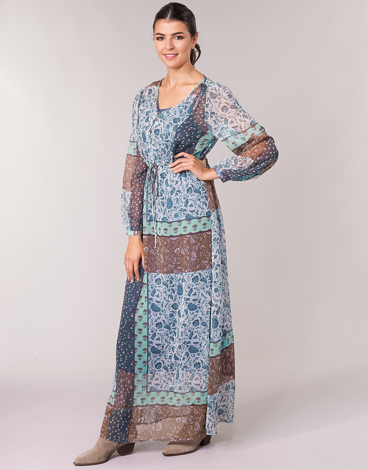 Abito lungo Donna Cream SAMA Blu