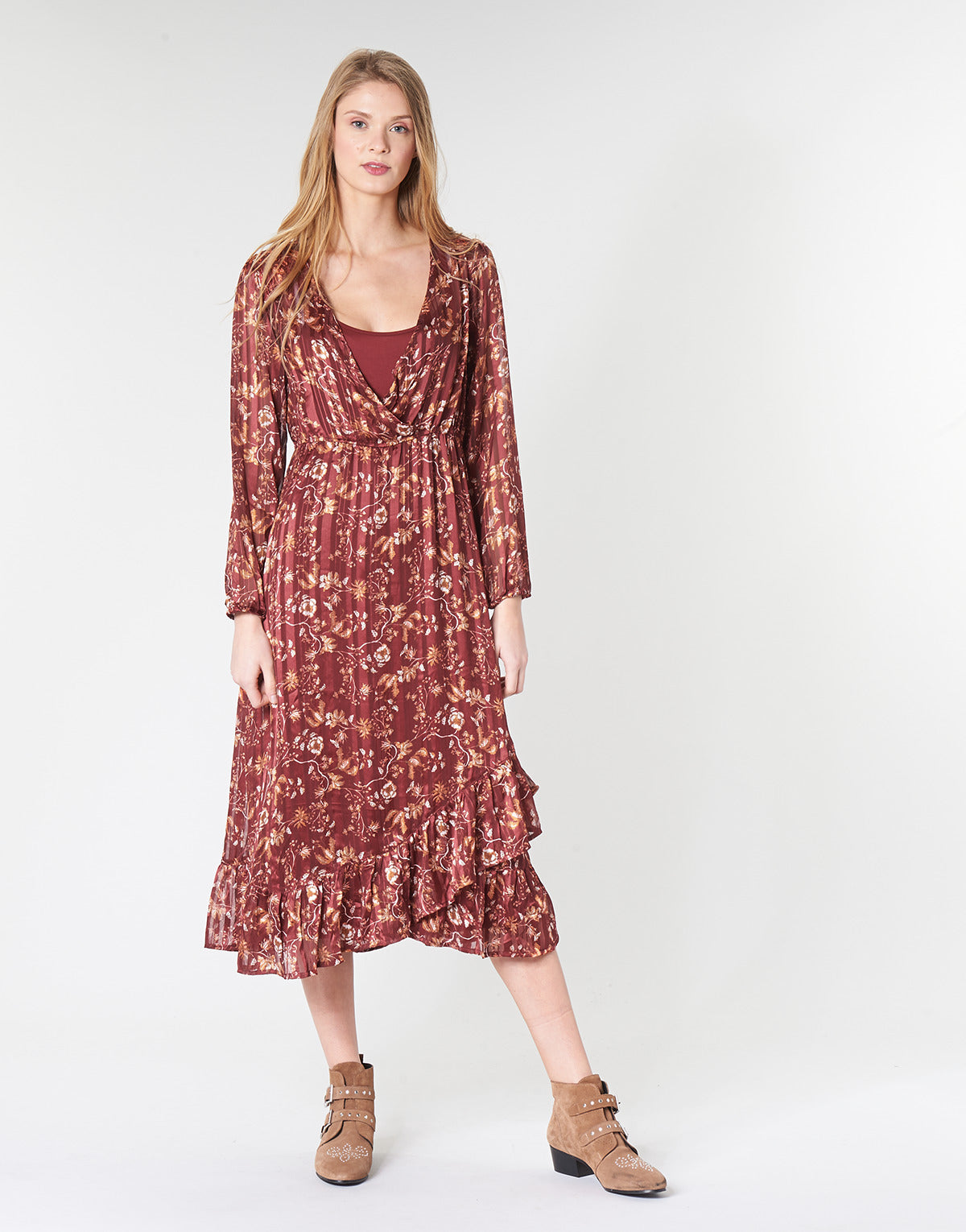 Abito lungo Donna Cream NILA Rosso